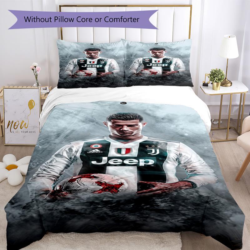 Cristiano Ronaldo Bedding Set Breathable Duvet Cover with Pillowcases Decorative Bed Linen for Bedroom Home Decoration Birthday Gift
