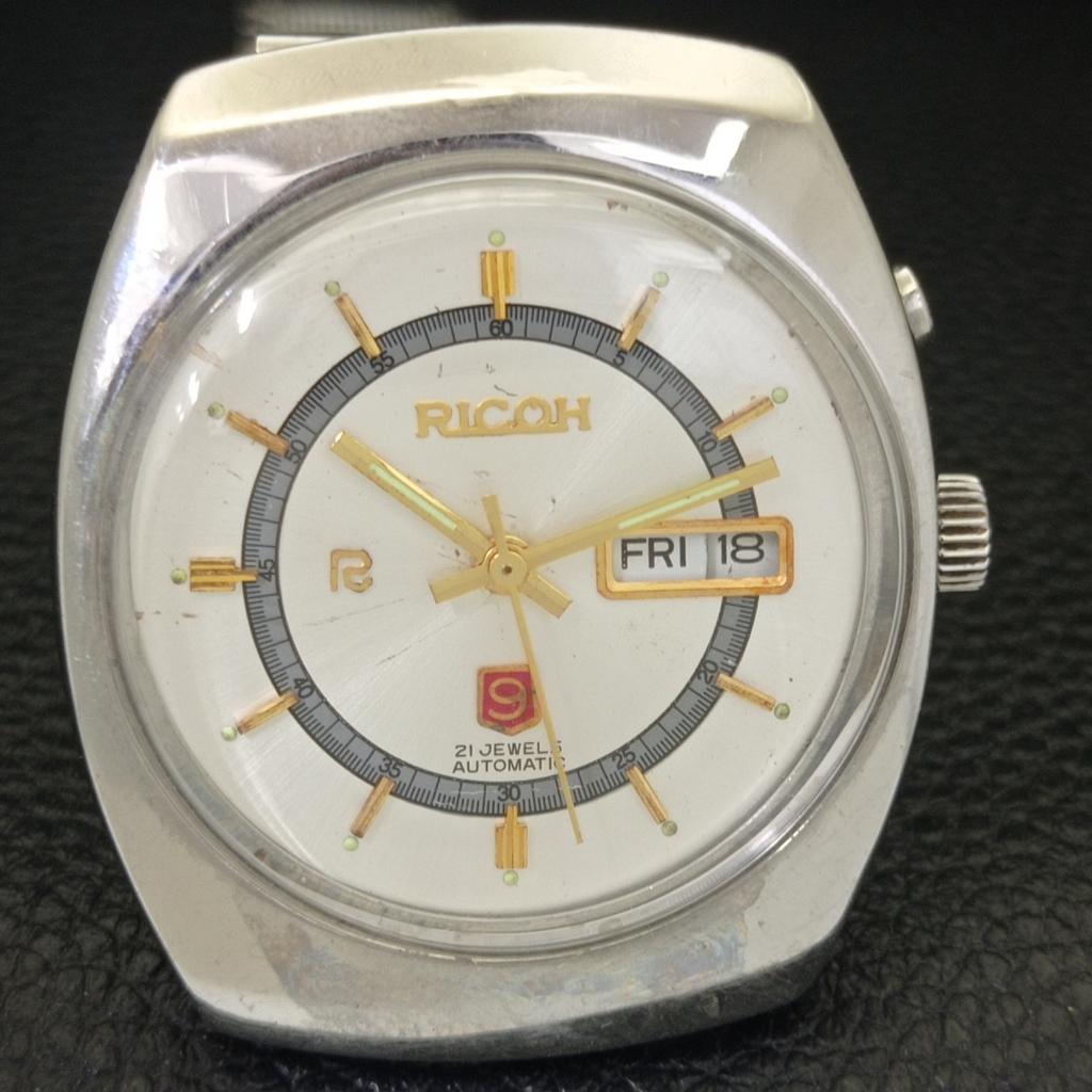 Ricoh R31 AUTOMATIC VINTAGE JAPAN MENS SILVER COLOR DIAL WATCH A701950-5 R207-a701950