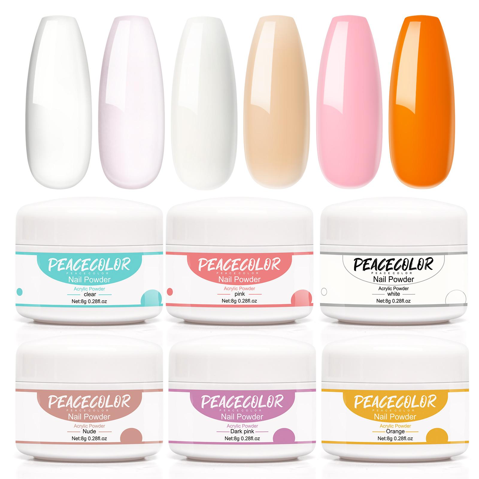 

Набор для маникюра PEACECOLOR, 8 г, акриловая пудра для наращивания ногтей, 3D-резьба, прозрачный розовый, белый кристаллический порошок, инструменты для дизайна ногтей, набор для накладных ногтей «сделай сам»