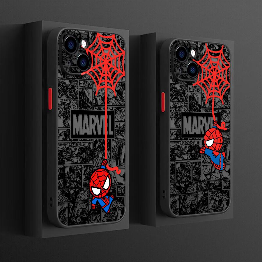 Marvel Cute Spiderman Case for iPhone 17 Pro Max Air 15 XS XR 14 12 17e 11 7 8 SE 16 Plus 13 Mini Back Phone Cover