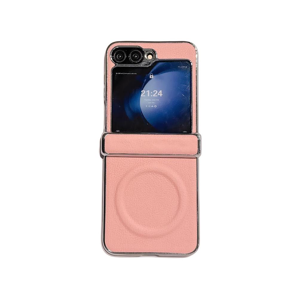 Samsung Z Flip 7 Lychee Pattern Magnetic Suction Drop Protection Case for Models 3/4/5/6