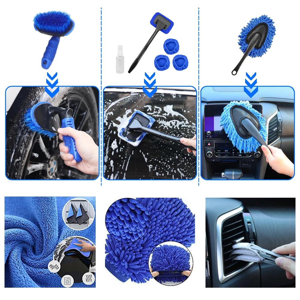 25 Stück Auto Detaillierungsbürsten Set Schrubber Bohrmaschine Detailbürsten Tuch-Set Auto Klimaanlagendüse Windschutzscheibe Rad Reinigungswerkzeuge