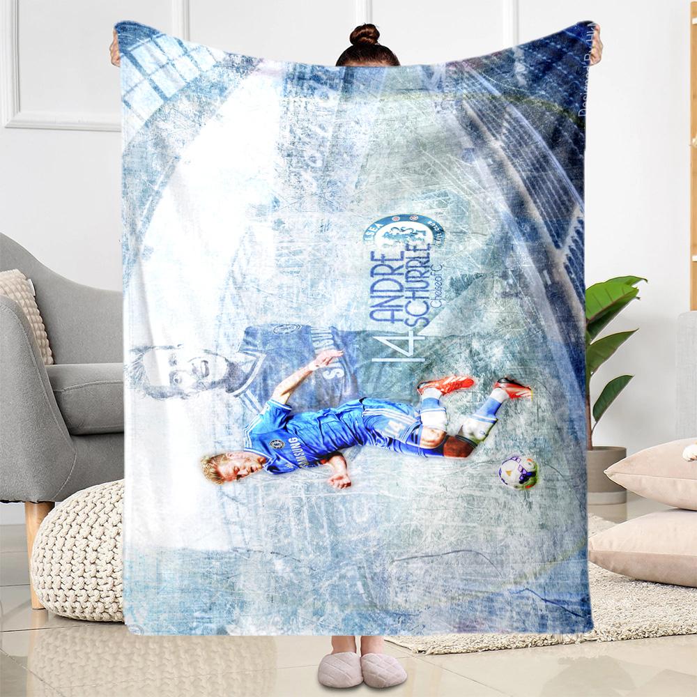 Football Player Action Blanket Warmthful Decor Perfect for Couch Sofa Bedding Four Seasons Universal Playful Design