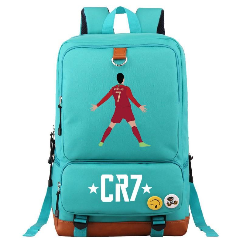 Cristiano Ronaldo Printed Youth School Backpack Teenagers Durable Oxford Fabric Breathable Padded Straps Unisex Travel Bag