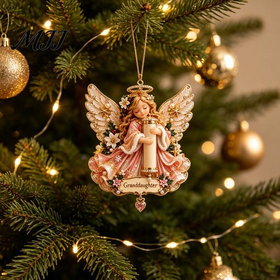 Salvadanaio Decorativo Albero di Natale Portacandele Angelo Ornamento da Appendere, Ciondolo Denaro Acrilico per Decorazione Festiva, Contenitore Ricordo Stagionale Festivo