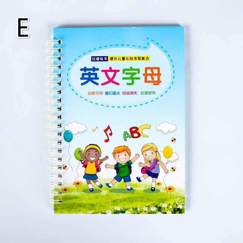 8 Pcs Multi-style Chinese and English Writing Practice Book Groove Copybook Calligraphy Supplies for Beginner Children Preschool Students