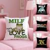 Man I Love Frogs Milf Cushion Cover Plush Fabric Soft Double-Sided Printed Invisible Zipper Sofa Pillow Case Home Decor