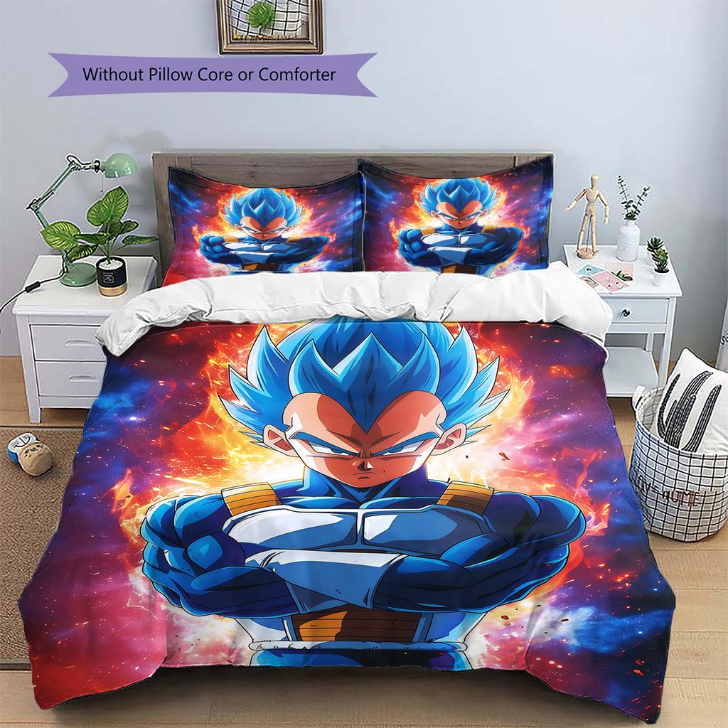 Vegito Pattern Bedding,Quilt Set Quilt Cover Pillowcase Home Birthday Gift (1 * Duvet Cover + 2 * Pillowcase, Without Core)