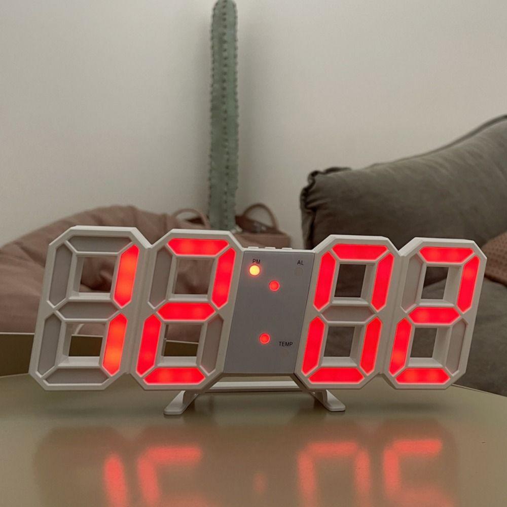 Electronic 3D Digital Alarm Clock Luminous Wall Hanging Clock Portable LED Desk Clock  Student