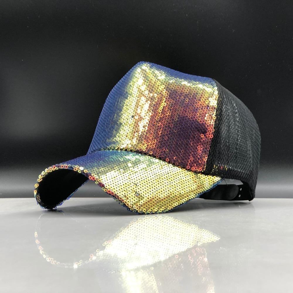 Hat Women's Summer Versatile Colorful Sequins Cap Women's Fashion Net Hat Casual Trend Shade Baseball Cap