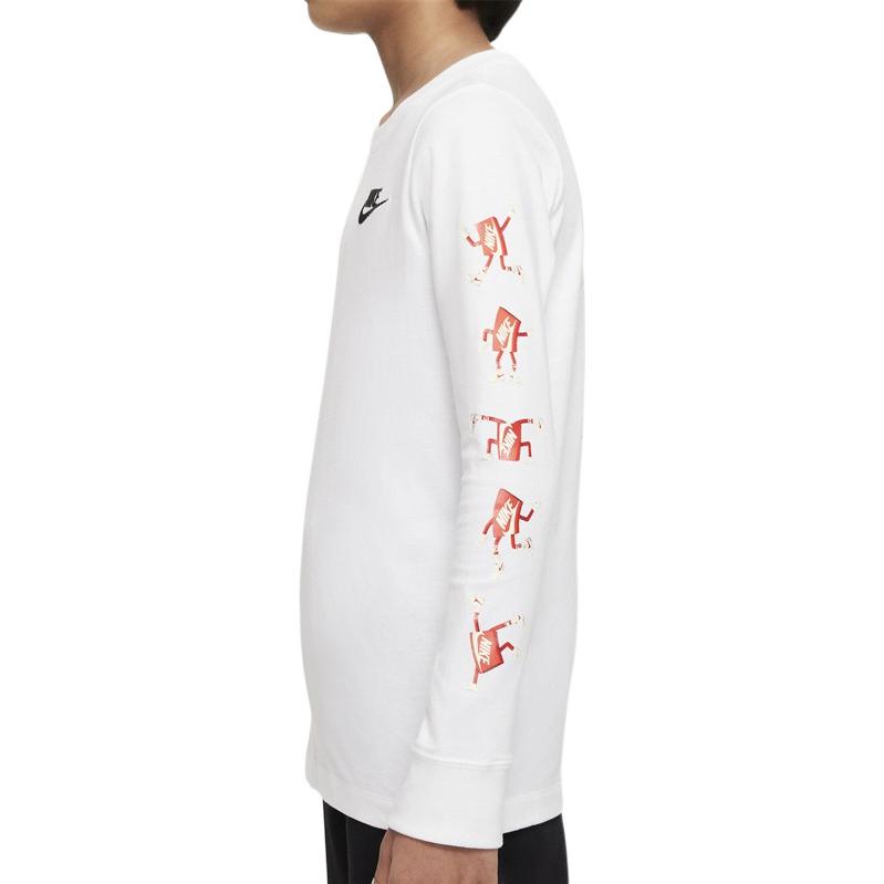 Nike Kinder Reine Baumwolle Lässig Atmungsaktiv Langarm T-Shirt Kinder Oberteile Weiß DO1838-100