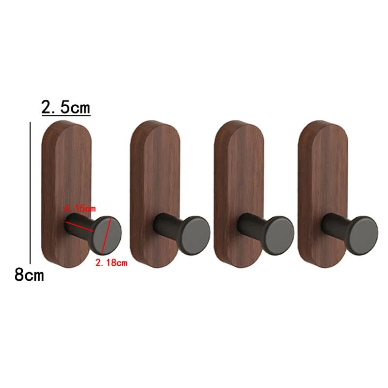 Solid Wood Handle Clothes Hook Coat Hook Wall-mounted Punch-free Door Clothes Hanger Pebble Shape Cabinet Door Kitchen Organizer