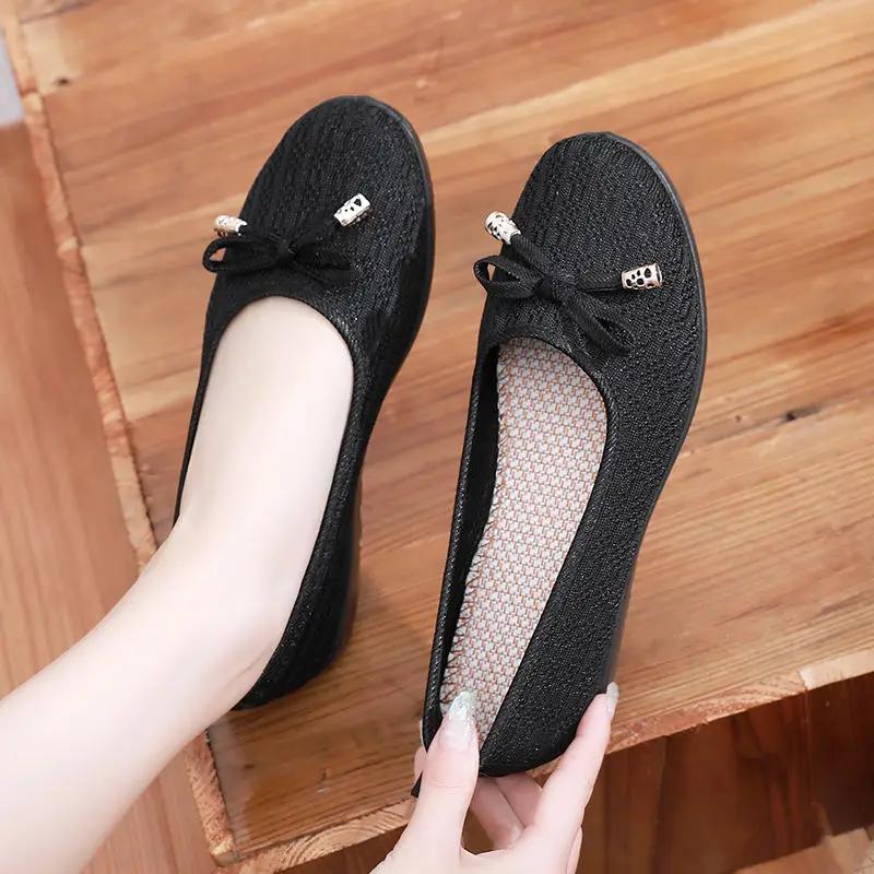 Fashion Ladies Footwear Soft Bottom With Heel Slip-on Breathable Women's Flat Shoes Office Canvas Comfortable and Elegant Lastest Y2k 39