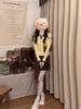 Korean Style Yellow Fake Two-Piece Long-Sleeve Slim-Fit T-Shirt for Women - Spring Casual Design