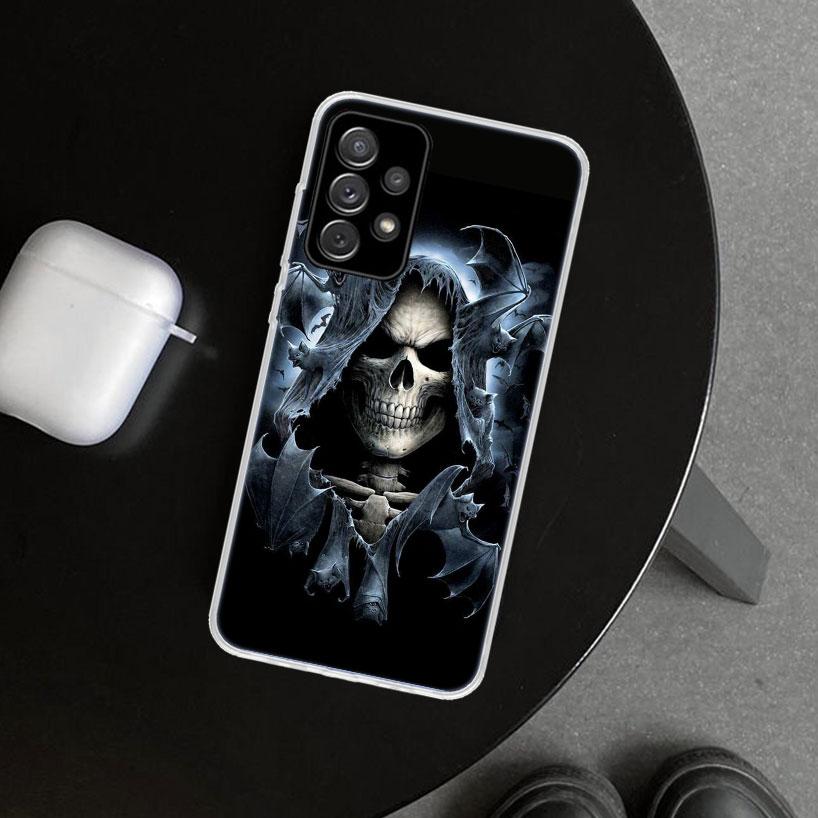 Reaper Skull Skeleton Gun Phone Case for Samsung Galaxy A17 A16 A26 A36 A56 A57 A37 A15 A25 A35 A55 A14 A24 A34 A54 A13 A23 A33