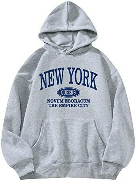 2024 COZYEASE Women's Letter Print Long Sleeve Hoodie Sweatshirt