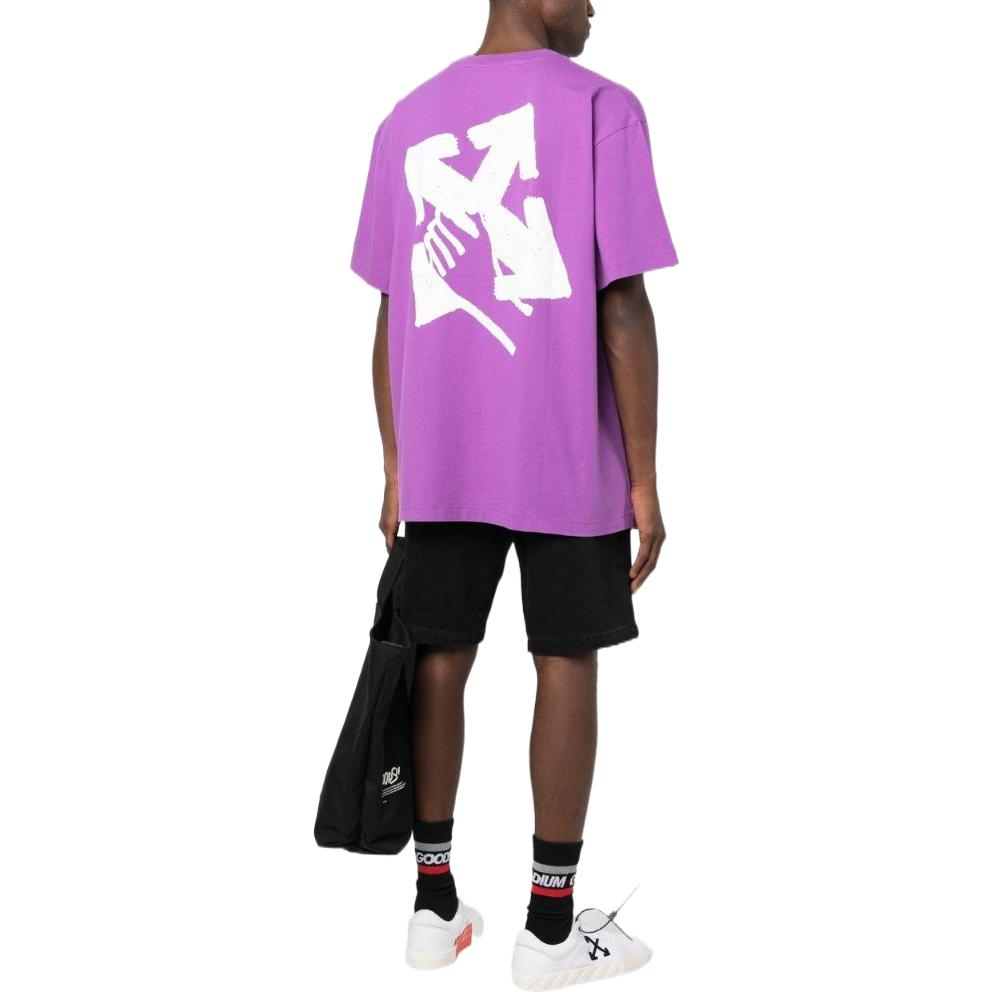 Off-White Ss23 Geometric Logo Print Crew Neck Short Sleeve T-Shirt Men Tops Lavender OMAA038S23JER0033601