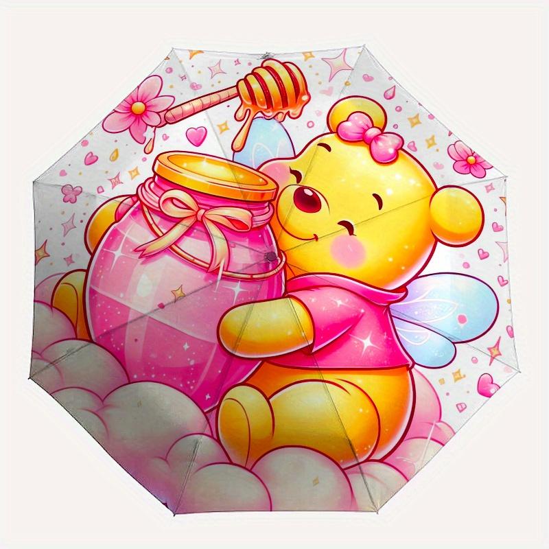Winnie-the-Pooh,Honey,Fairy Theme Automatic Compact Folding Cute Umbrella - Portable and Durable, 8-Bone Iron Umbrella for All Weather070710