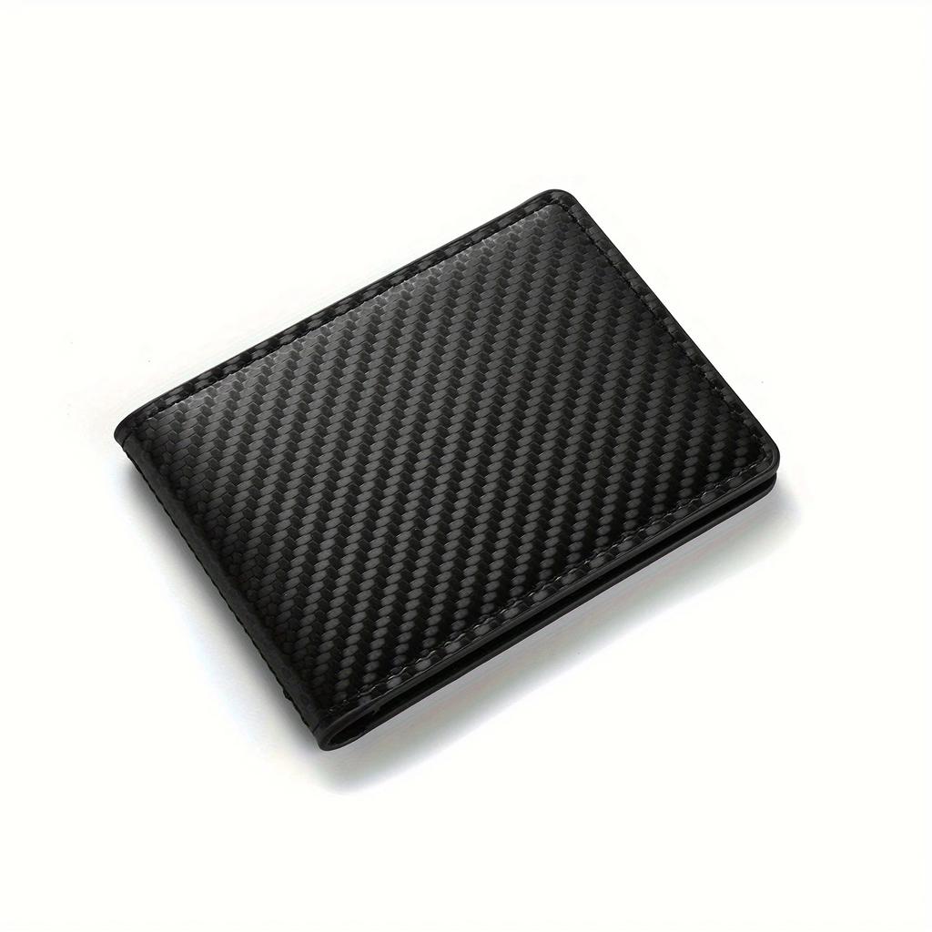 Unisex Carbon Fiber Black Men's Slim Card Holder Case for Driver's License and ID Cards Male PU Leather Wallet
