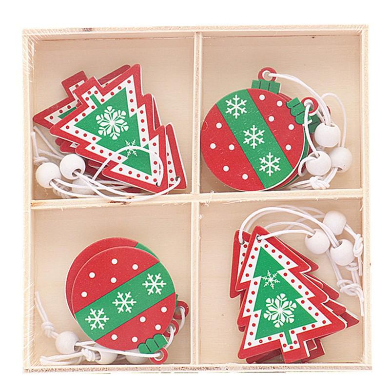 12 Colorful Gingerbread Man Pendants in Wooden Box - New Christmas Tree Ornaments