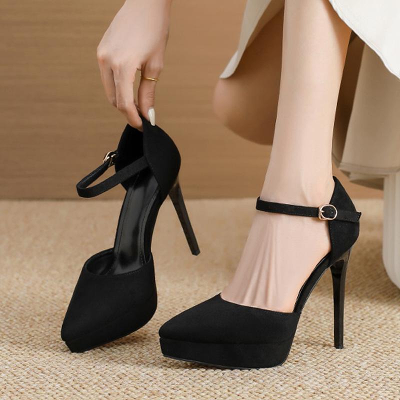 Fashion Liyke Runway Fashion Buckle Strap Women Platform Pumps Sexy Pointed Toe 12CM Stiletto High Heels Banquet Prom Shoes Size 33-42