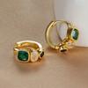 Vintage Gold Color Stainless Steel Circle Hoop Earrings Fashion Green White Blue Cubic Zirconia Circle Earrings Trendy Jewelry