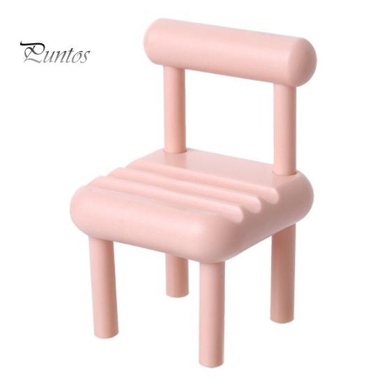 

Держатель для телефона Дизайн с тремя канавками Тонкая работа Гладкие края Не легко выцветают Цвета Моранди Декор для рабочего стола Миниатюры Мини-стул Настольный мобильный телефон розовый