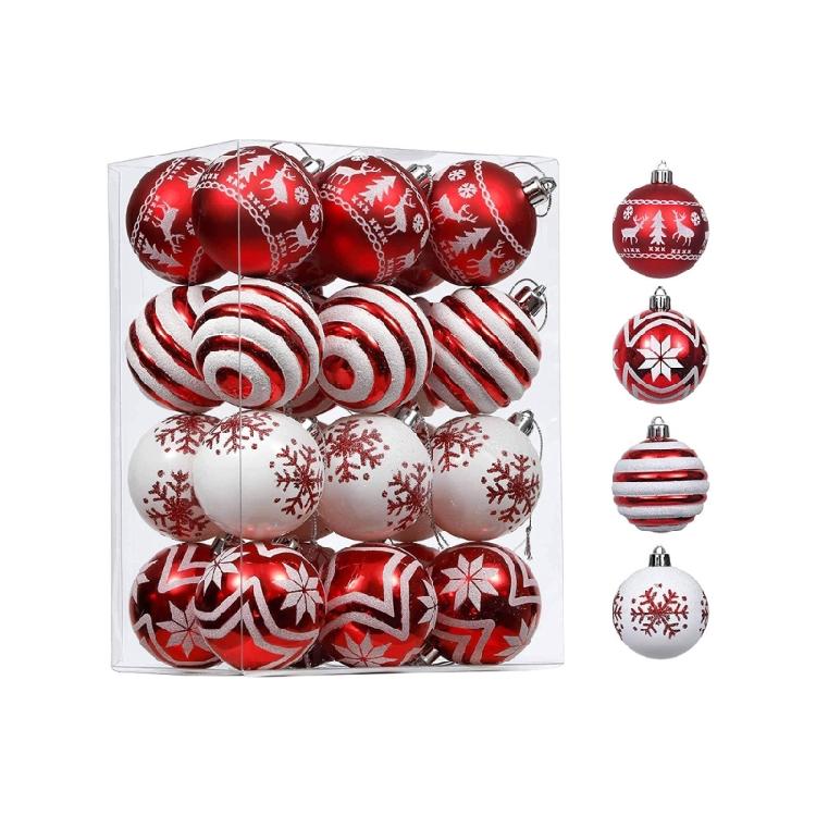 24Pcs Shimmering Christmas Ball Ornament 6cm Shatterproof Christmas Baubles Hanging Decorations for Tree Wreath Mantels