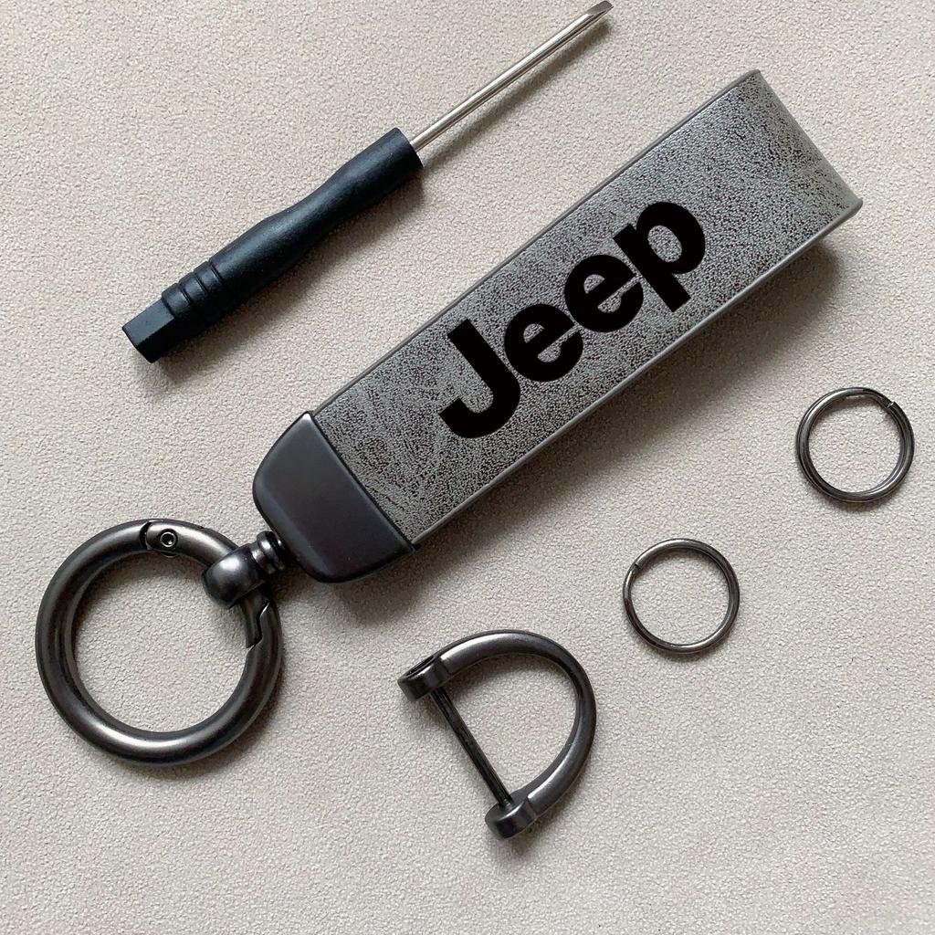 Per Auto Jeep Portachiavi ad Anello in Pelle Vintage Catena in Lega di Zinco Chiave per Jeep Grand Cherokee Wrangler JK Gladiator Compass Renegad