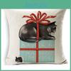 Elegant 18'' Dachshund Printed Christmas Linen Pillowcase For Cozy Living Spaces