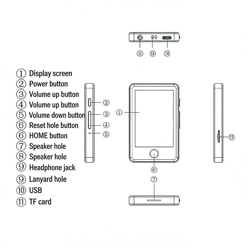 Portable E-Book Reader Ink Screen Dictionary 2.7-inch Touchscreen Usb Hifi Bluetooth Speaker MP3 Player Walkman Voice Record