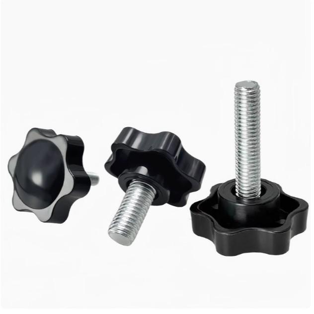 Galvanized Carbon Steel Flower-Shaped Hand-Tightening Screw with Hexagonal Star Handle and Plastic Cap