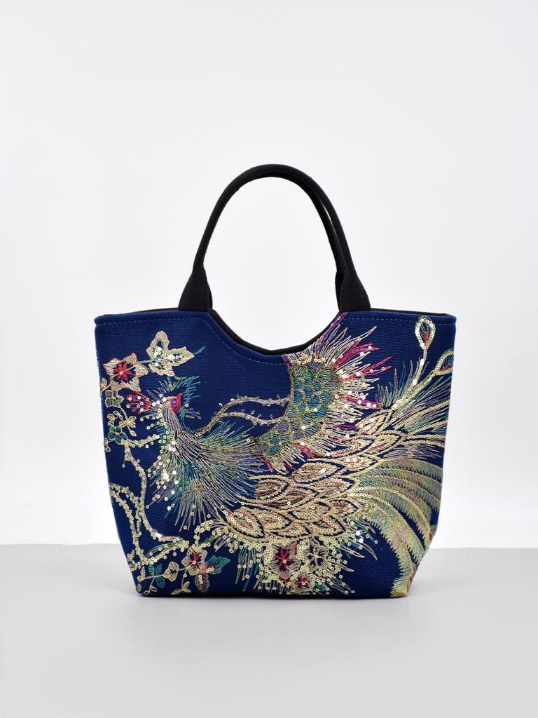 Yunnan Ethnic Sequin Embroidered Canvas Tote Bag