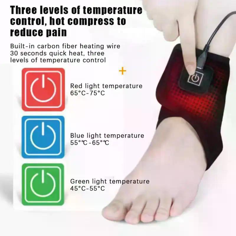 USB Powered Electric Foot Heated Wrap - 3 Temperature Control For Men And Women, Heated Protection Strap Foot Warmer