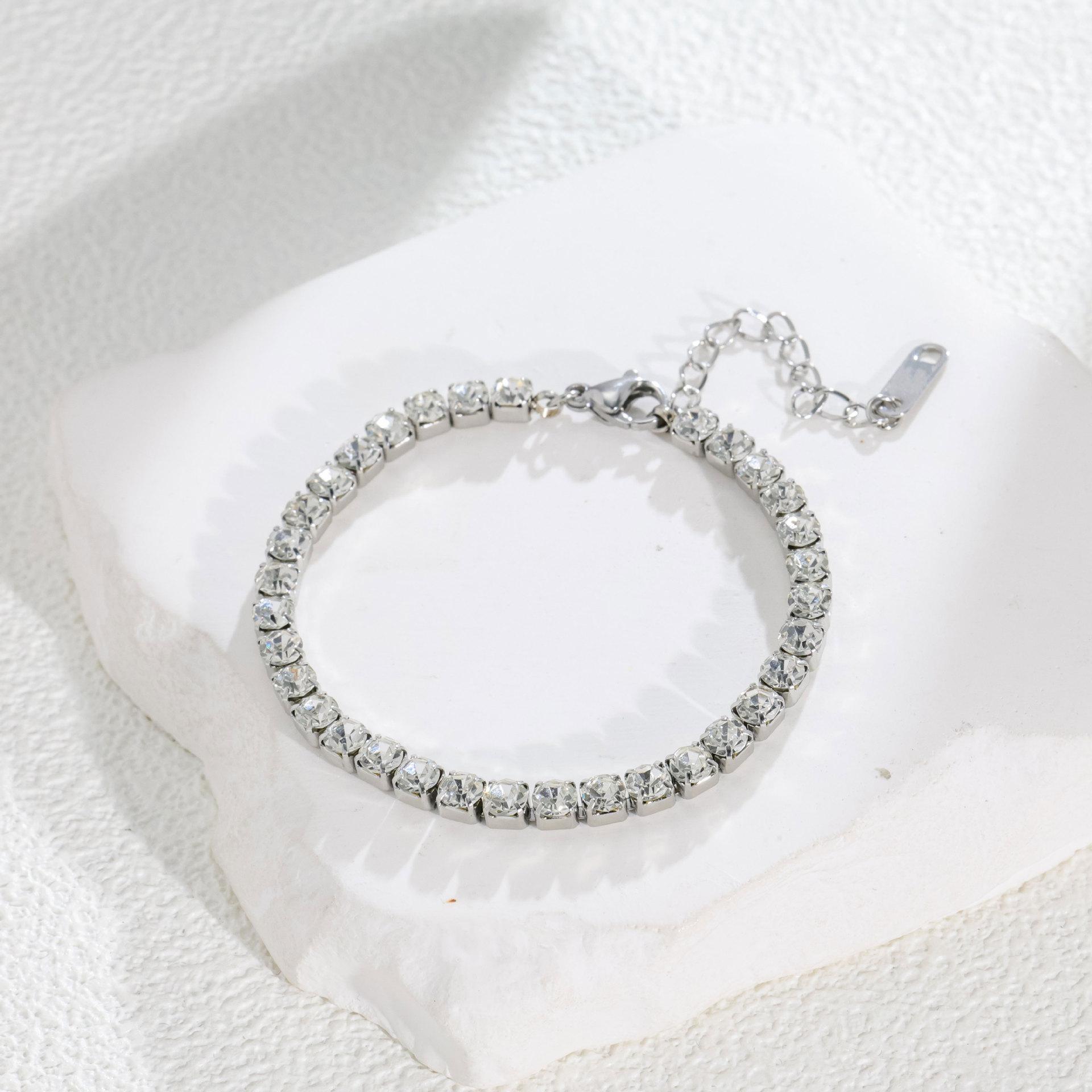 Stylish And Simple Style Stainless Steel Full Diamond Bracelet Niche Design Daily Versatile Titanium Steel Women S Bracelet