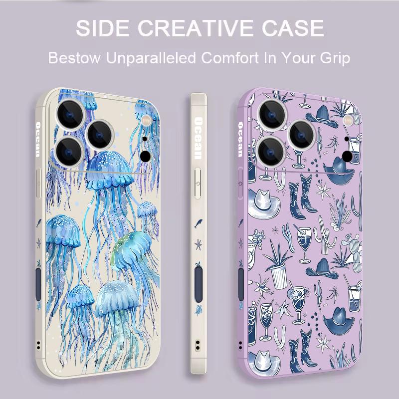 Magnetic For Magsafe Case For iPhone 17 Pro Max Blues Jellyfish Print Soft Silicone Phone Back Cover For iPhone 16 15 14 13 Pro Max 16e 17e