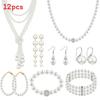 Vintage European Pearl Necklace Set With Geometric Water Drill Pendant For Women Summer