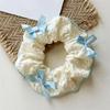 Cotton Linen Hollow Embroidered White Large Intestine Hairband Girls Hair Ties Hair Ring For Women Hair Accessories