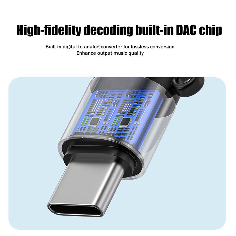 Type C To 3.5Mm Jack Headphones Aux Audio Adapter For Phone15/16/17 Huawei Digital Dac Decoder Converter
