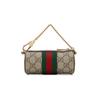 Gucci Ophidia Logo Streifen Web Kette Canvas und Leder Tragetasche Damen Handtaschen Ebenholz 598658-9IK3G-8745