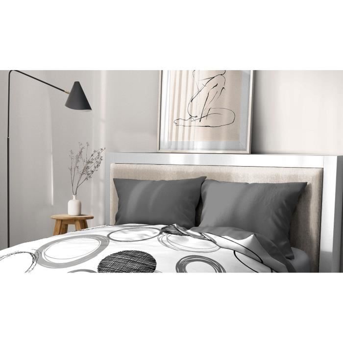 Lot de 2 taies d'oreiller - HOME LINGE PASSION - 50 x 70 cm - Gris anthracite