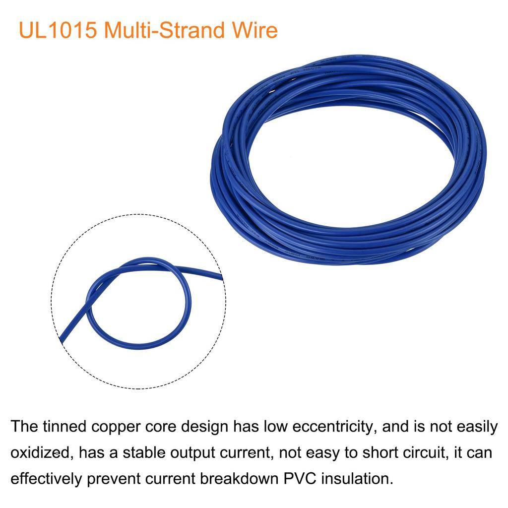 uxcell Electrical Wire Cable 16AW G Copper Wire 600V 7.5m Extension Cord UL1015 Stranded Wire PVC Plated Copper Wire for Electrical Appliances,