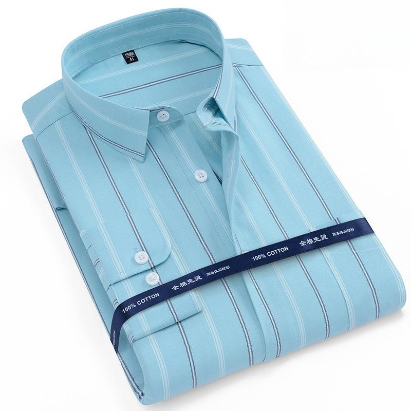 New 100% Pure Cotton Shirts Oxford Men Solid Color Shirt Long Sleeve Regular Fit Men Pocket Casual Autumn Male Shirt 7XL 8XL