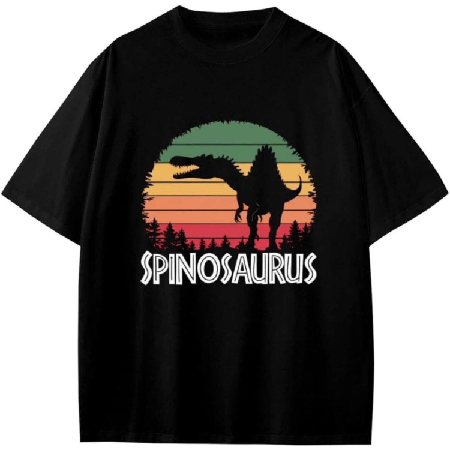 Retro Silhouette of Spinosaurus Anime Cartoon Gift Girls Boys Teens T-Shirt XXXXXL разноцветный