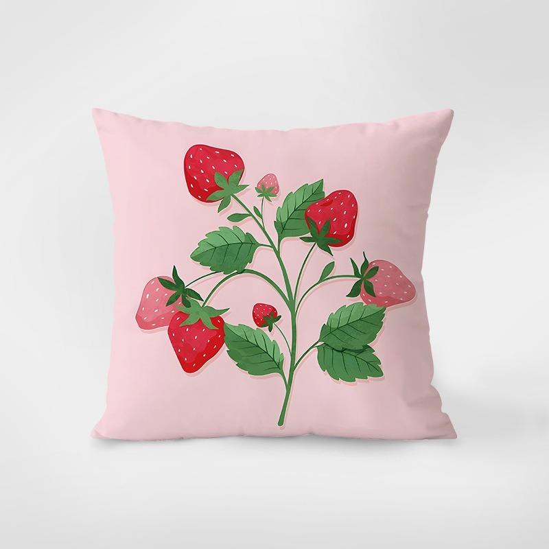 Strawberry Pattern Decorative Pillowcase Bedroom Living Room Square Cushion Pillowcase