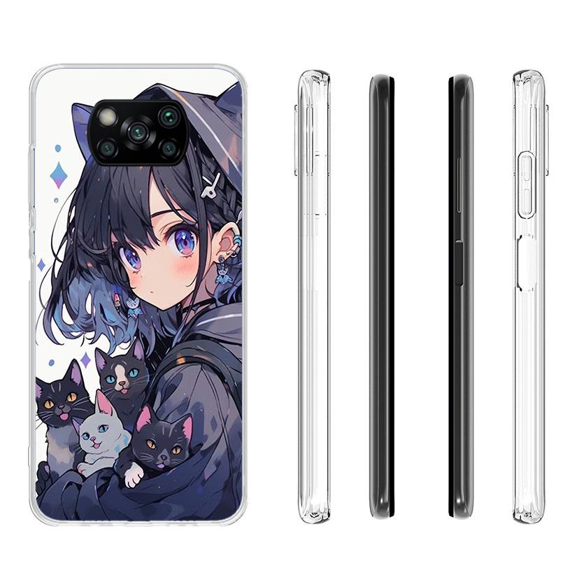 Cute Anime Ins Girls Animal Cat Phone Case For Xiaomi Poco X7 X6 X5 Pro F7 Ultra Redmi 15C 15 13C 13 12C 12 10 10A 10C 9 9A 9C 9