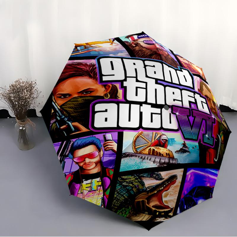 1pc GTA Umbrella, Sun Protection, And UV Shielding. It Has Eight Sturdy Ribs for Outdoor Use And Perfect As a Holiday Gift