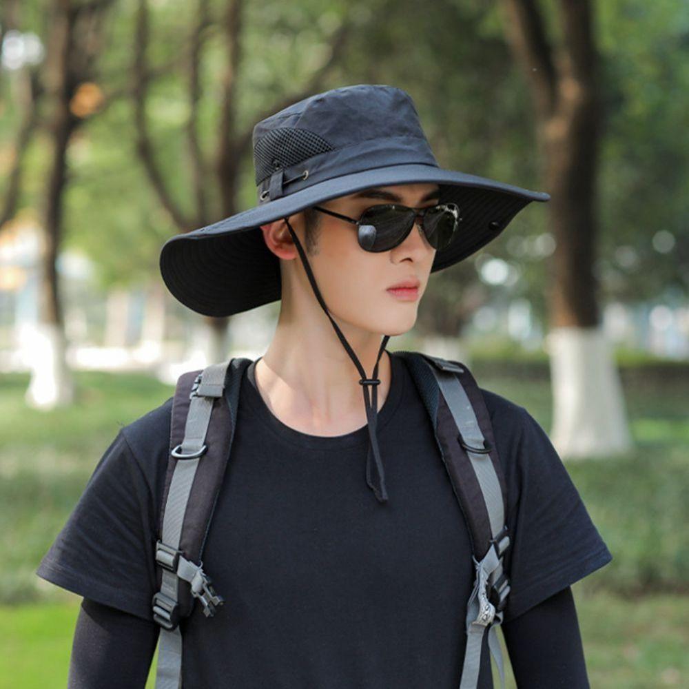 Polyester Fisherman Hat Breathable Fishing Hat Female Large Brim Sun Hat  Outdoor
