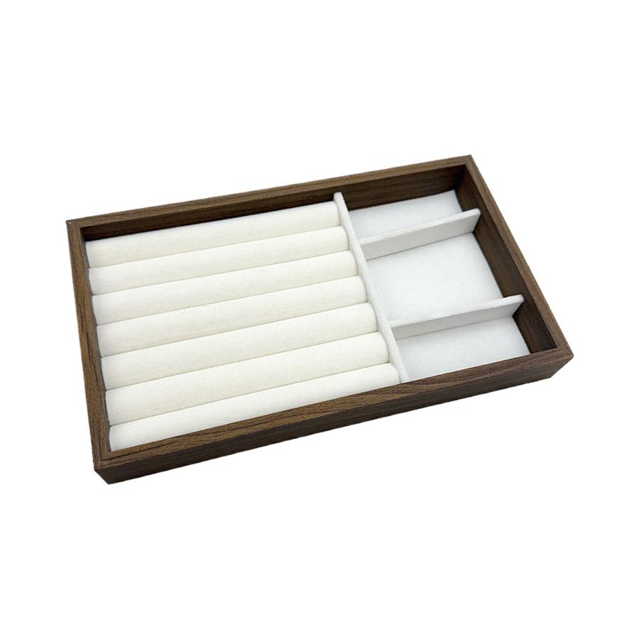 1 Pc, Walnut Wood Pattern Jewelry Box, Jewelry Tray, Suitable for Storing Necklaces, Rings, Earrings and Ear Studs. Color: Beige