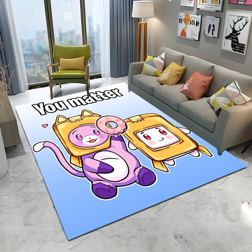 Happy Foxy Boxy and Rocky Lankybox Carpet Rug for Home Living Room Bedroom Sofa Doormat Decor,kids Area Rug Non-slip Floor Mat